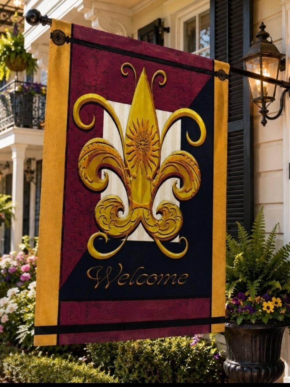 NewCreative Fleur De Lis Welcome Large House Flag 28" x 40" Mardi Gras New NWT